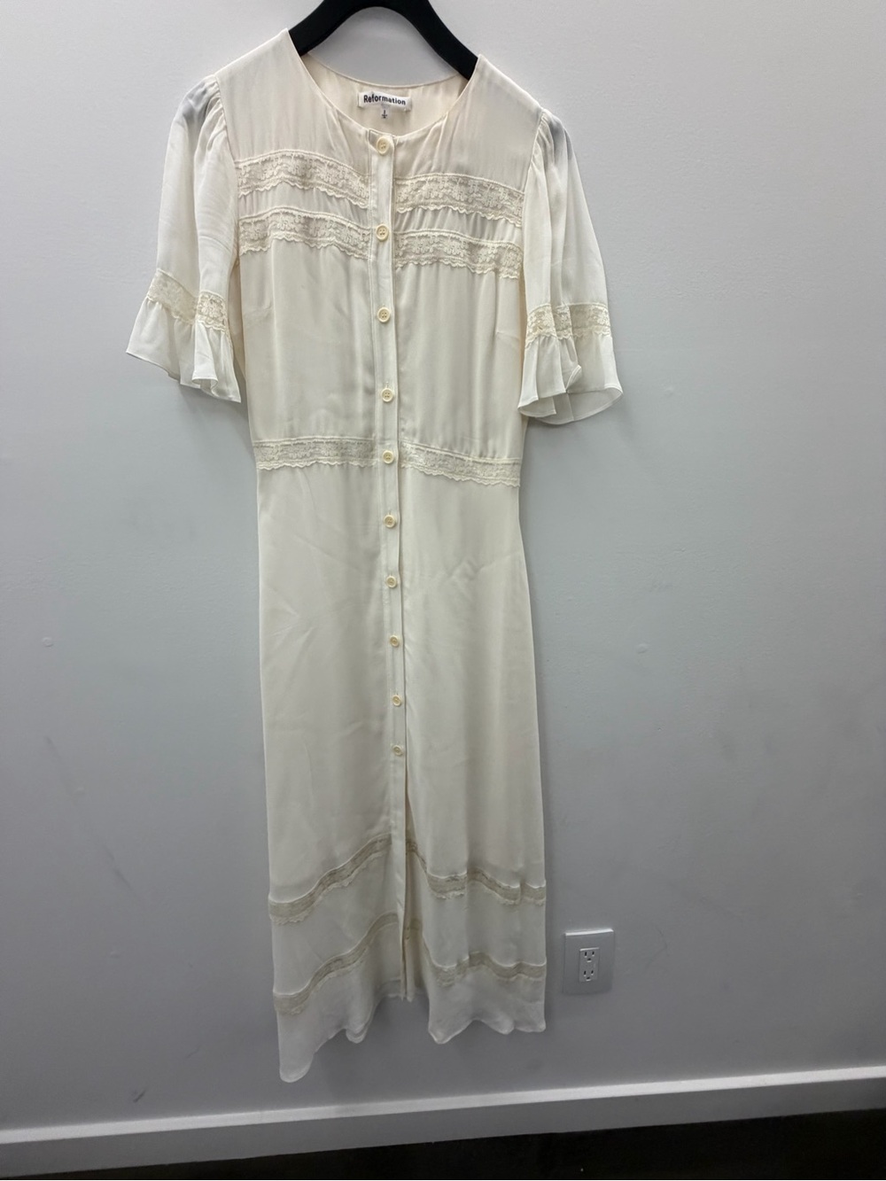 Vintage Reformation Cream Button-Front Dress